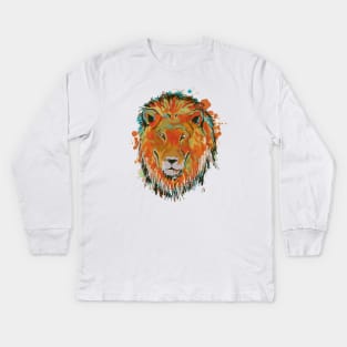 African Savannah Lion - Cool Hand Drawn Lion Apparel for Safari Lovers Kids Long Sleeve T-Shirt